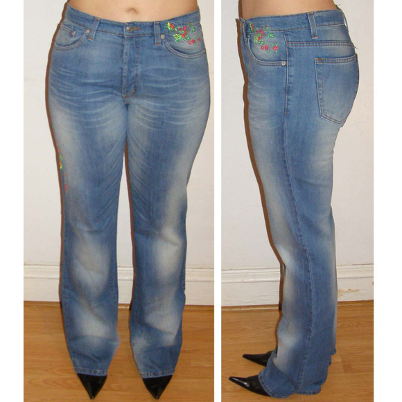 NWT Iceberg Embroidered Jeans size 10-12 Inseam 36 - Picture 2 of 9